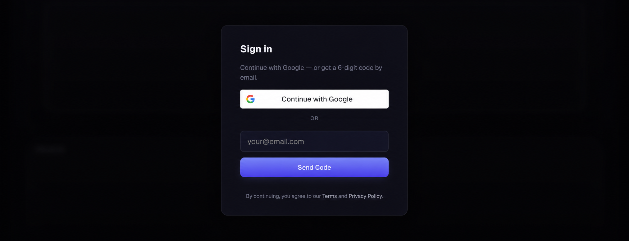 The sign-in dialog
