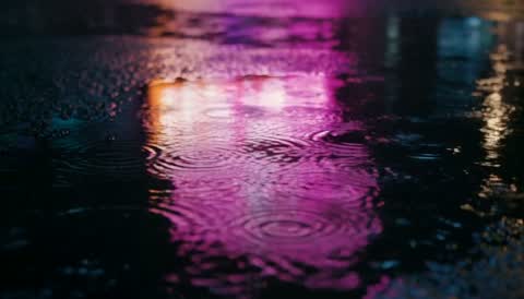 AI-generated cover: rain-soaked street with violet reflections