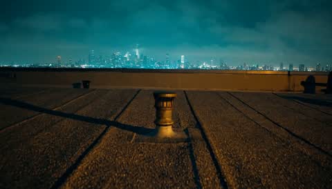 AI-generated cover: rooftop at dawn in teal light
